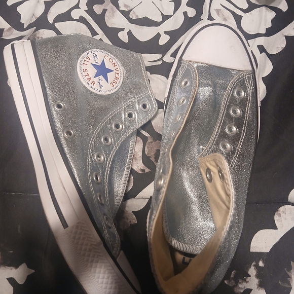 Converse Metallic Light Blue High-Top Sneaker - Women - Picture 5 of 13